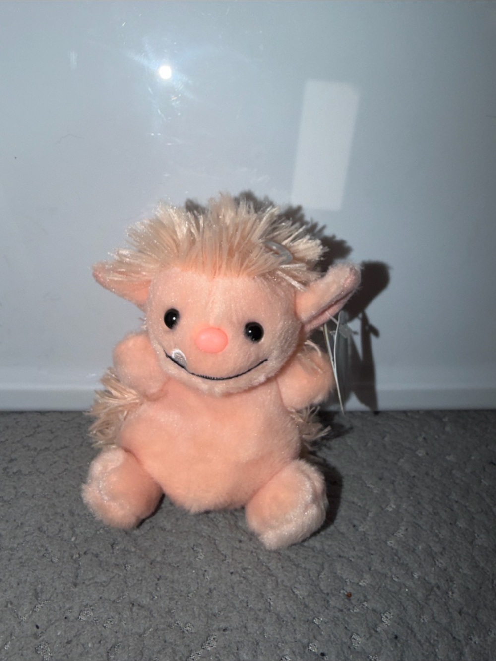 Peach Plush Hedgehog Stuffed Animal - Soft Cuddly Toy